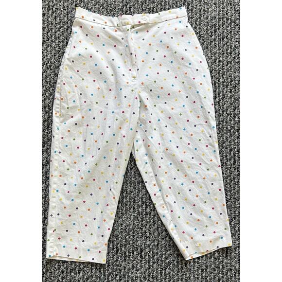 Cropped Pants Women 12 Polka Dots Briggs Pedal Pusher Stretch Beach Resort Coast - Picture 1 of 7
